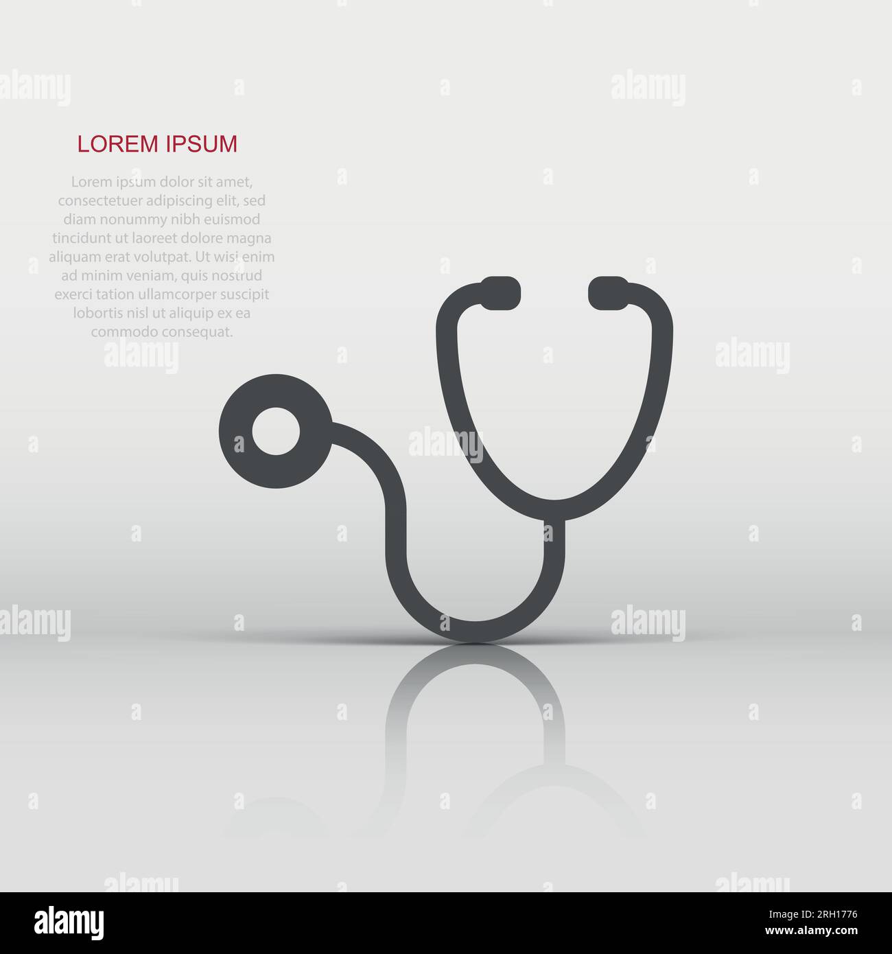 Stethoscope icon in flat style. Heart diagnostic vector illustration on ...