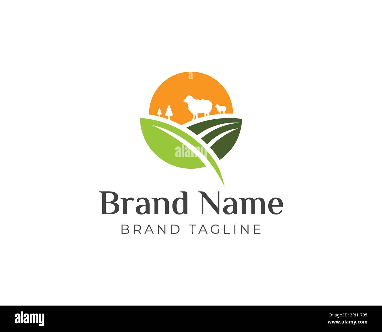 hill leaf farm logo. hill farm logo combination with leaves