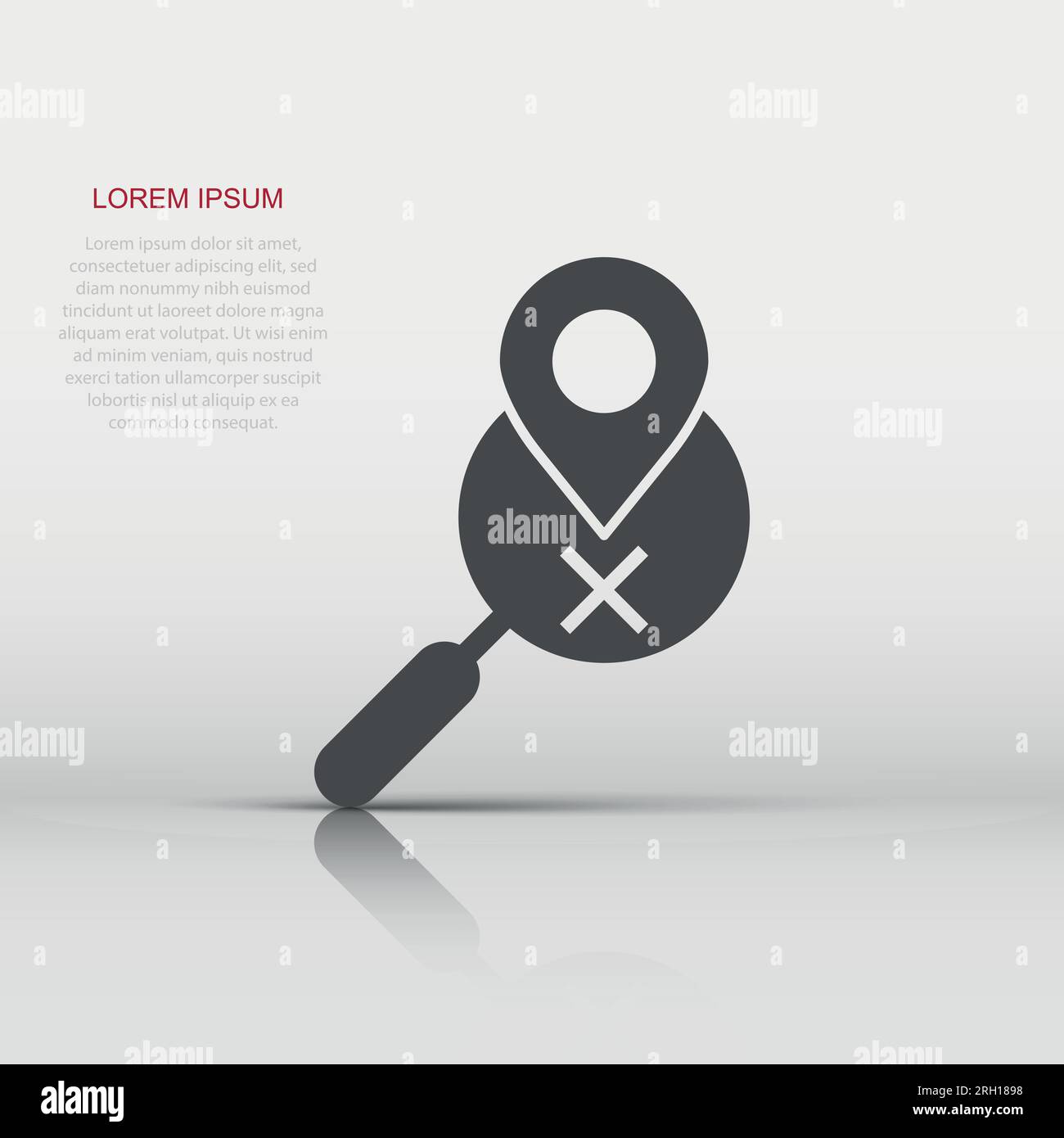 Map pin with magnifier icon in flat style. Gps navigation vector ...