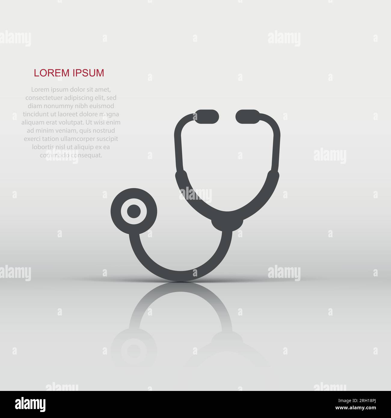 Stethoscope icon in flat style. Heart diagnostic vector illustration on ...