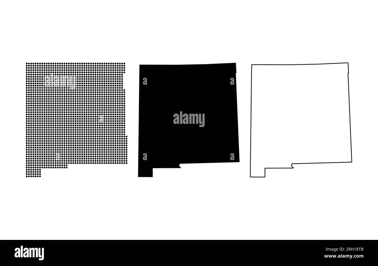 Set of New Mexico map, united states of america. Flat concept vector