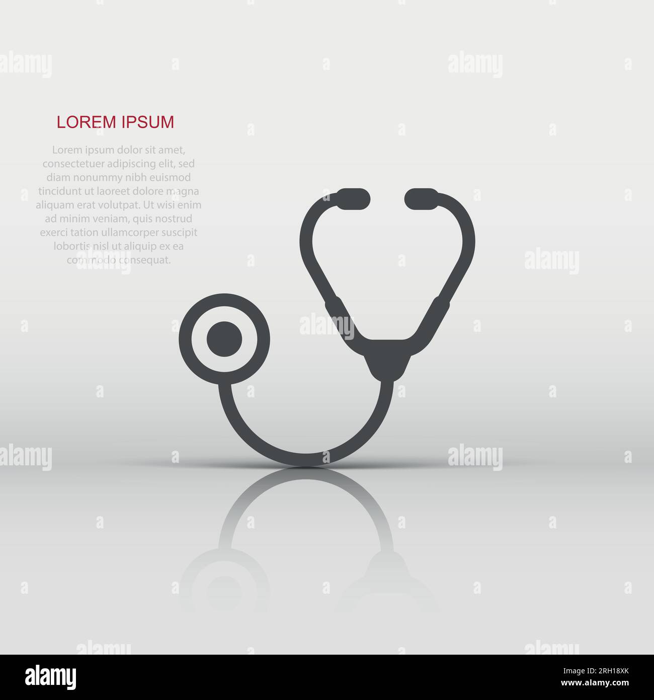 Stethoscope icon in flat style. Heart diagnostic vector illustration on ...