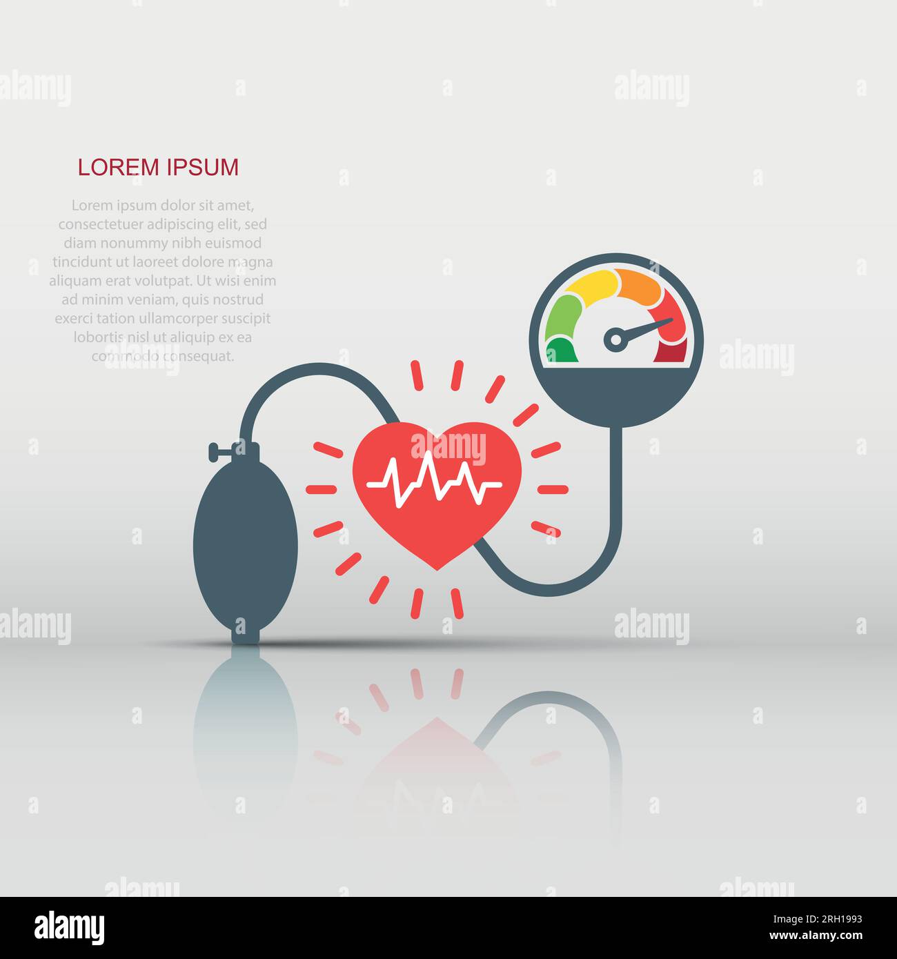 Arterial blood pressure icon in flat style. Heartbeat monitor vector ...
