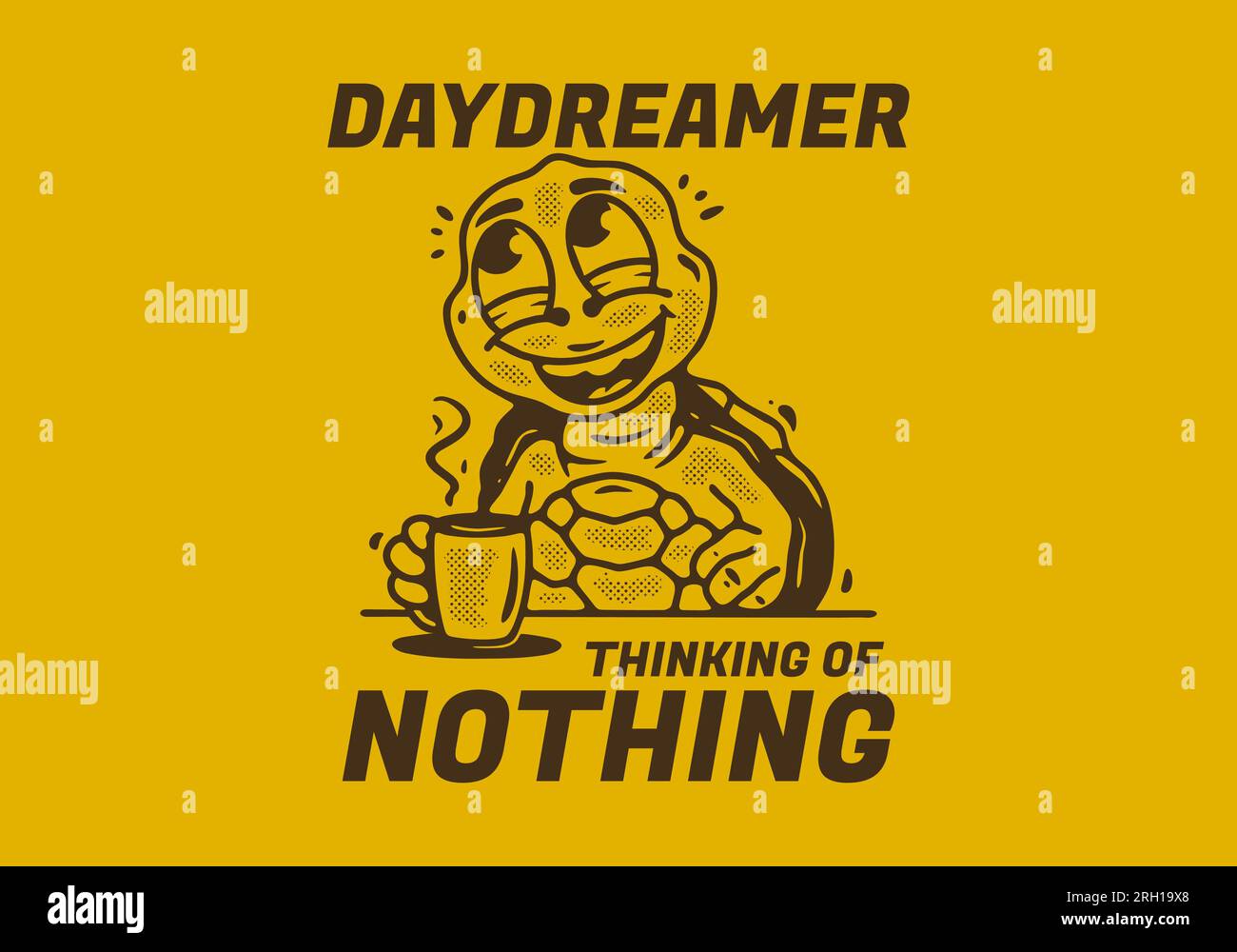 Turtle Do Nothing Daydreamer thinking of nothing, mascot character illustration of turtle ...
