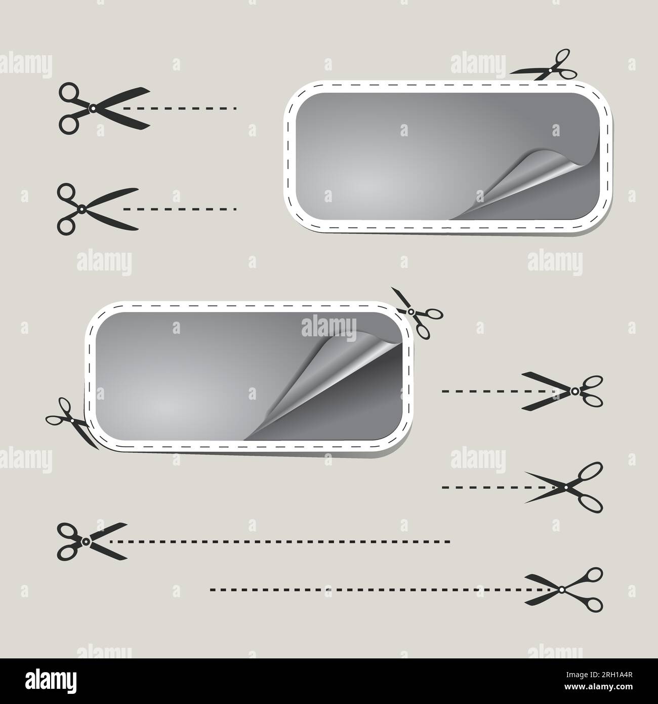 Blank advertising coupons with scissors Stock Vector