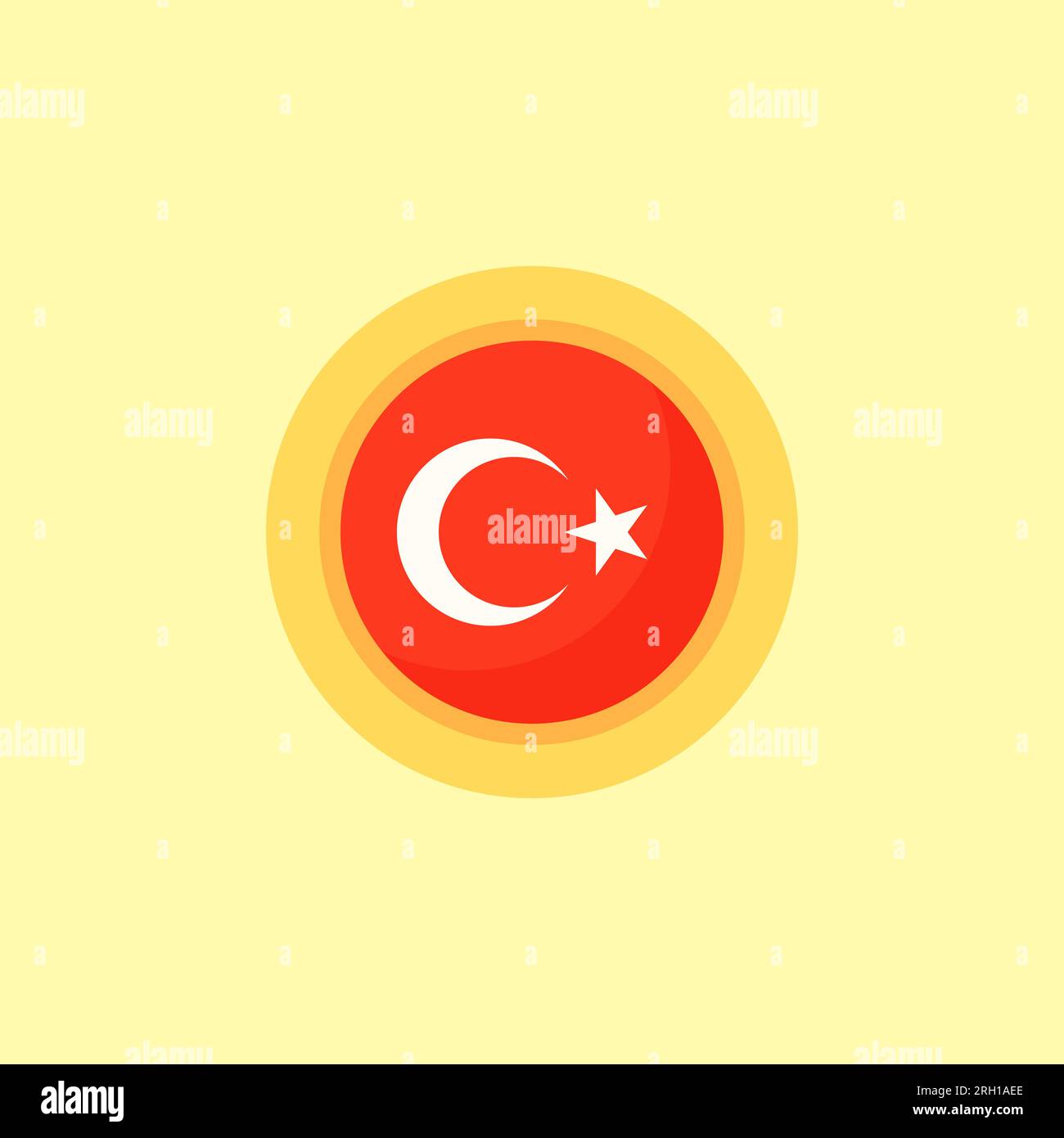 Flag of Turkey with round frame. Flat design style Stock Vector Image ...