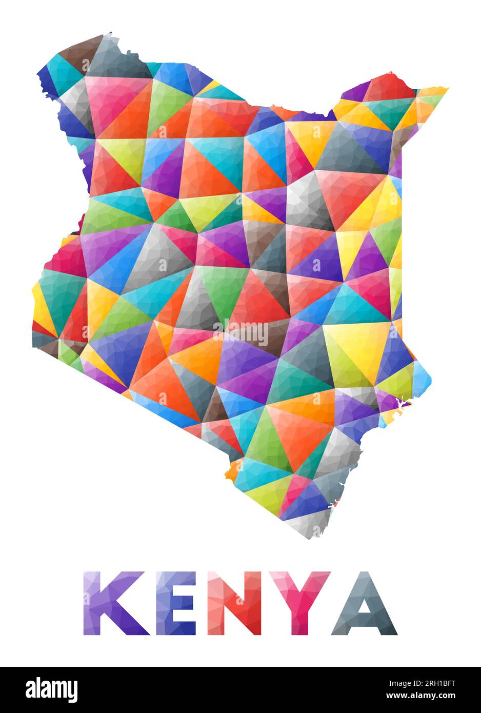 Kenya Colorful Low Poly Country Shape Multicolor Geometric Triangles