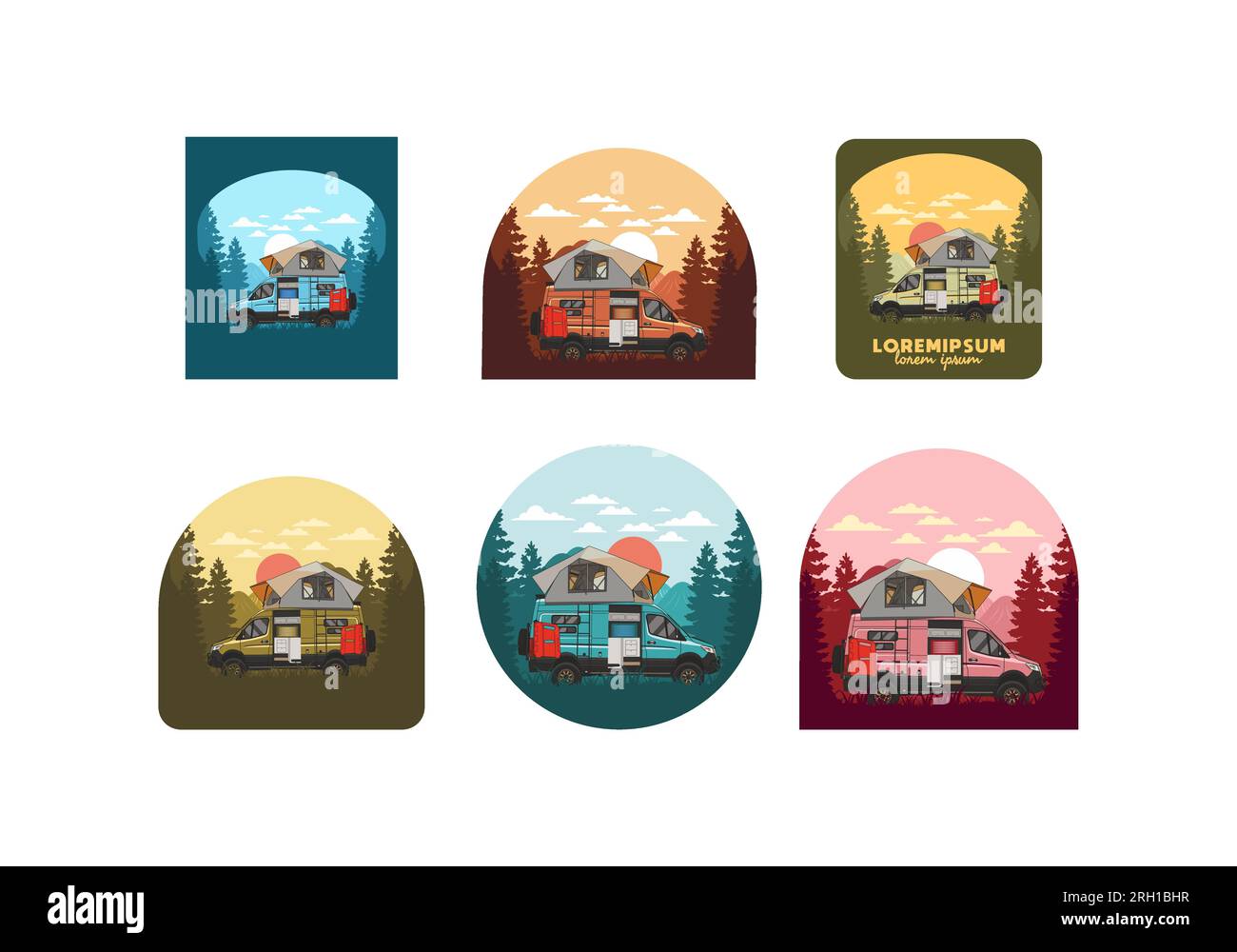 Large camper van with roof tent illustration design Stock Vector Image ...