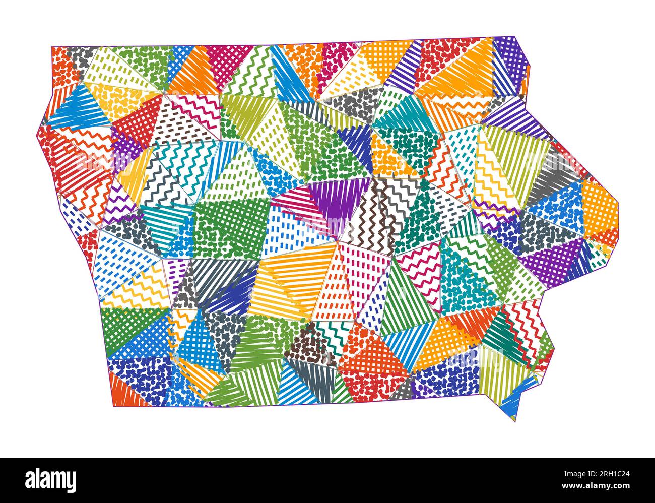 Kid style map of Iowa. Hand drawn polygons in the shape of Iowa. Vector ...