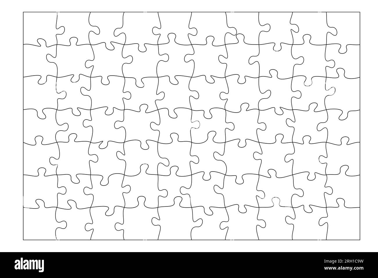 Set of black and white puzzle pieces isolated on white background ...