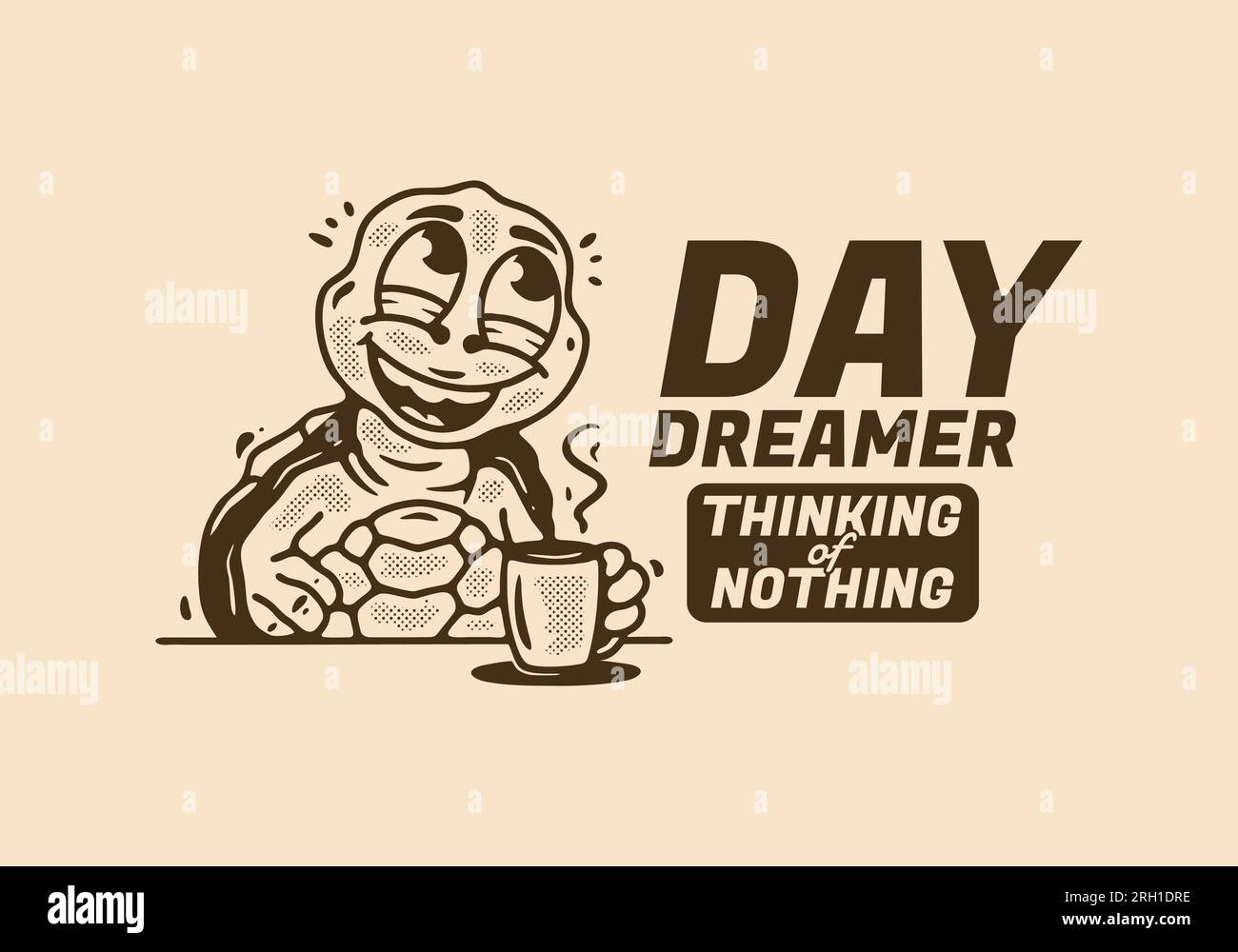 Turtle Do Nothing Daydreamer thinking of nothing, mascot character illustration of turtle ...