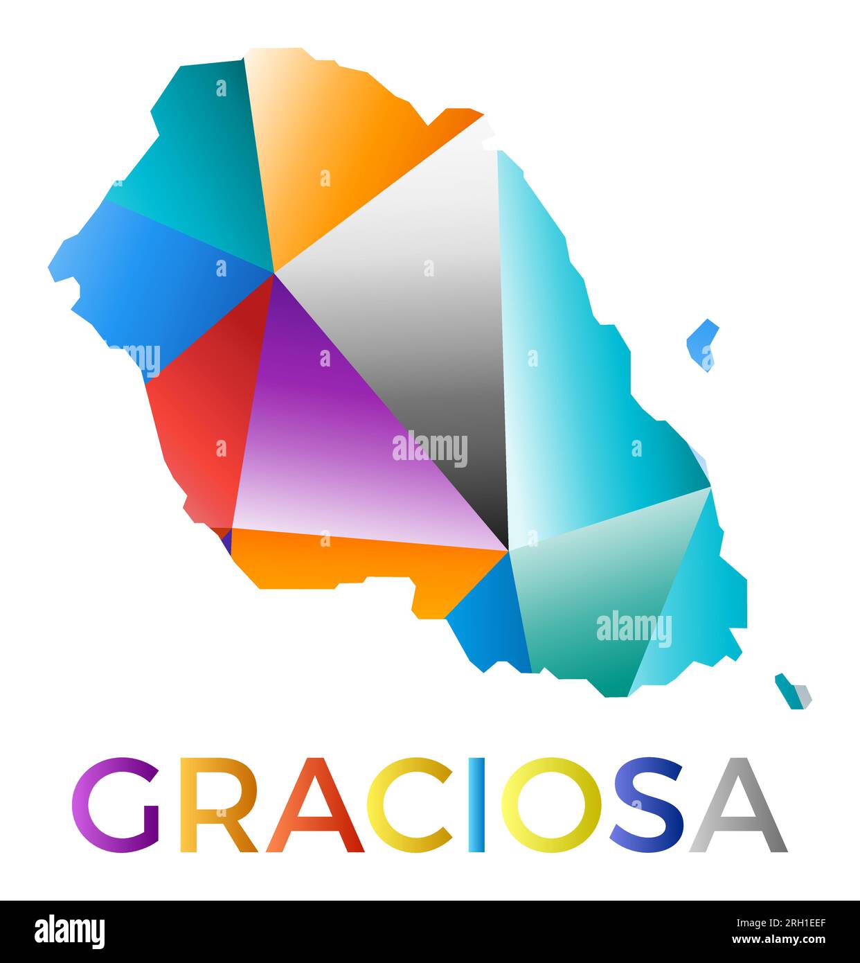 Bright colored Graciosa shape. Multicolor geometric style island logo ...