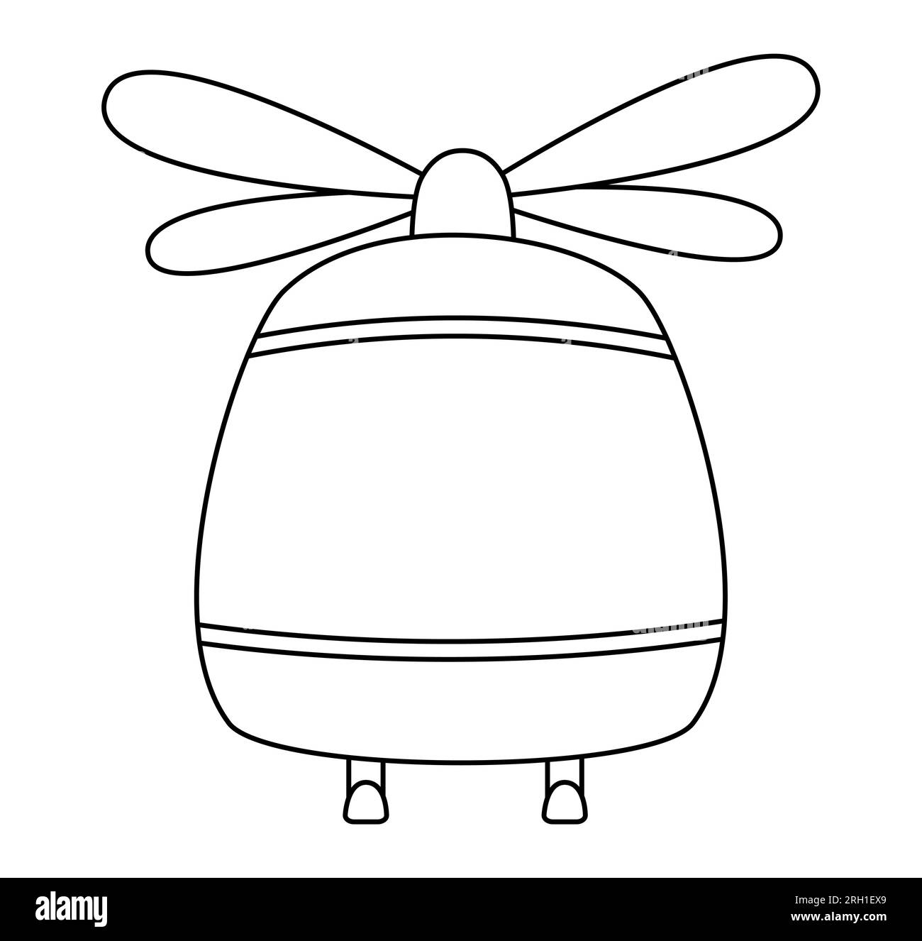 Vector black and white helicopter front view line icon. Air transport for kids. Funny transportation clip art for children. Cute chopper vehicle color Stock Vector