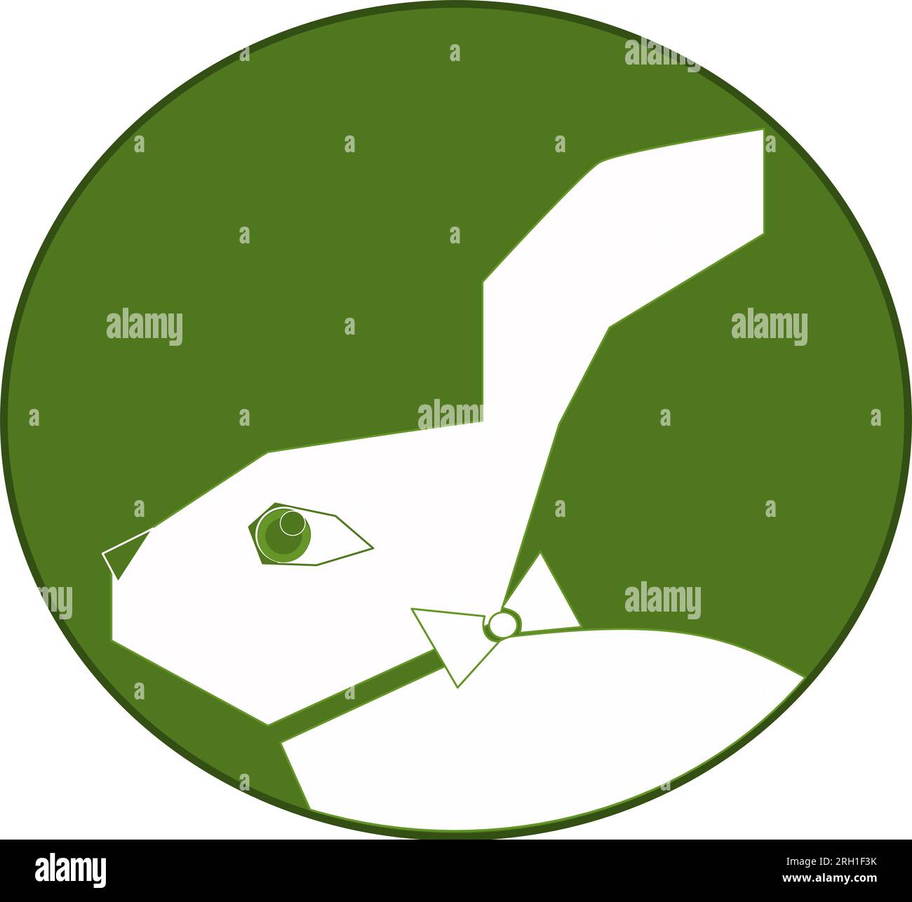 white rabbit with a bow on a green background Stock Vector