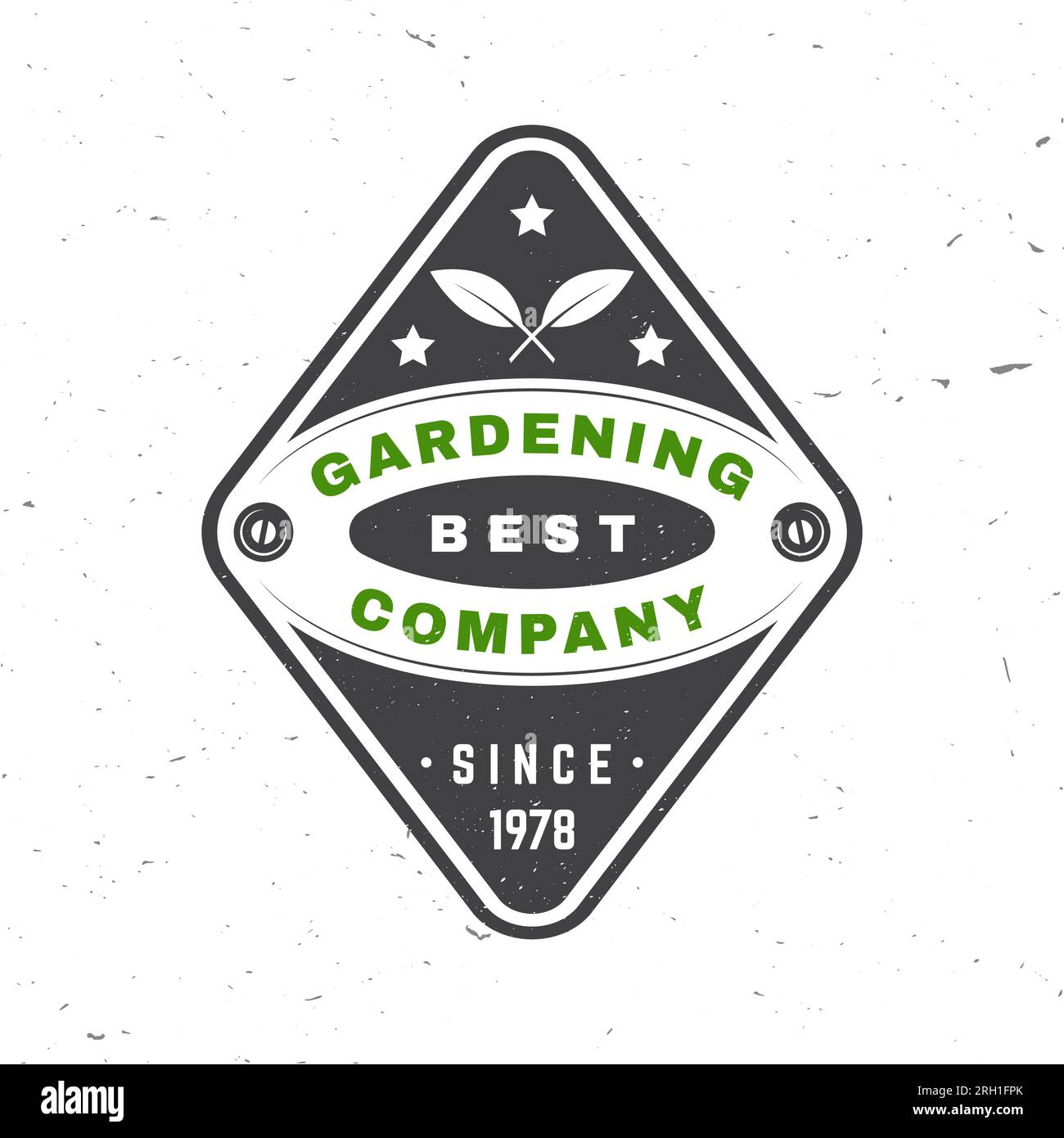 Gardening company emblem, label, badge, logo. Vector illustration. For sign, patch, shirt design with garden seedlings silhouette. Monochrome style. Stock Vector