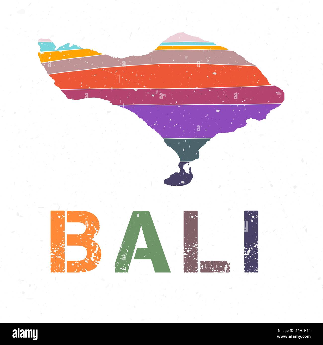 Bali map design. Shape of the island with beautiful geometric waves and ...