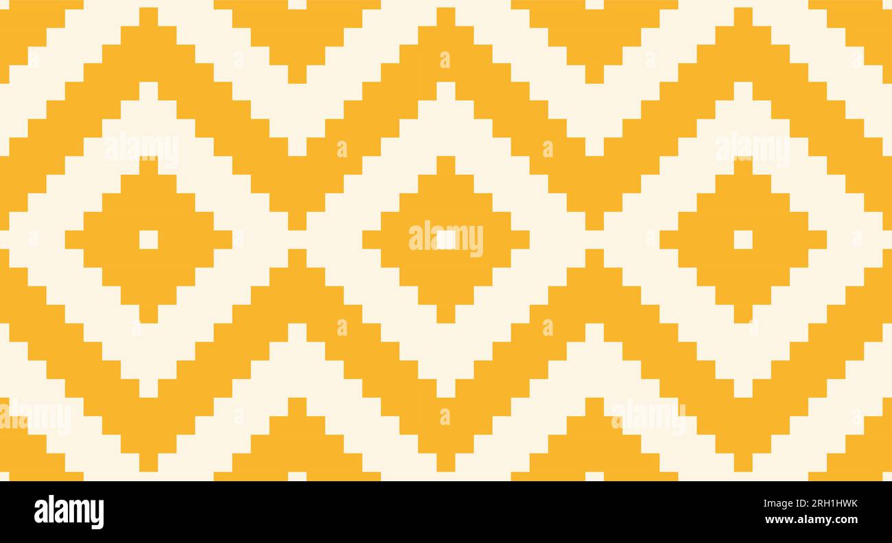 Seamless vector pattern cream white and mustard yellow tribal geometric ...