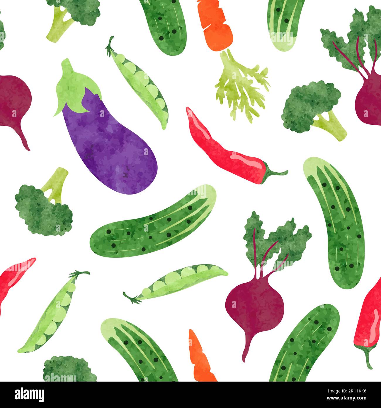 Seamless watercolor vegetables pattern. Vector colorful background Stock Vector
