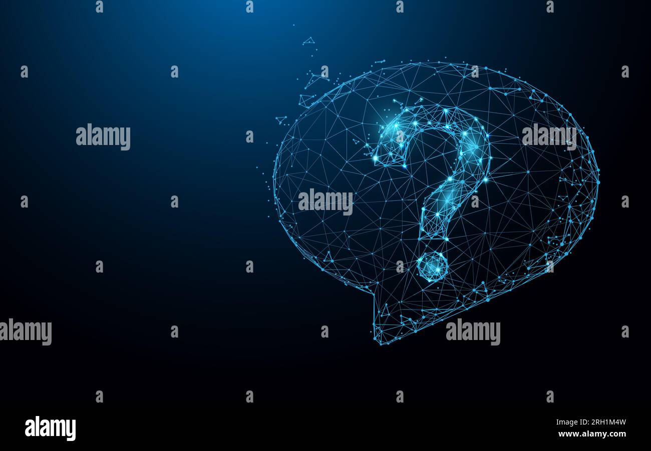Question mark icon form lines, triangles and particle style design. Illustration vector Stock