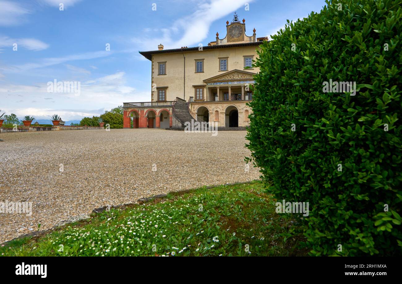 Park view on Medici villa in Poggio a Caiano, Tuscany, Italy Stock Photo