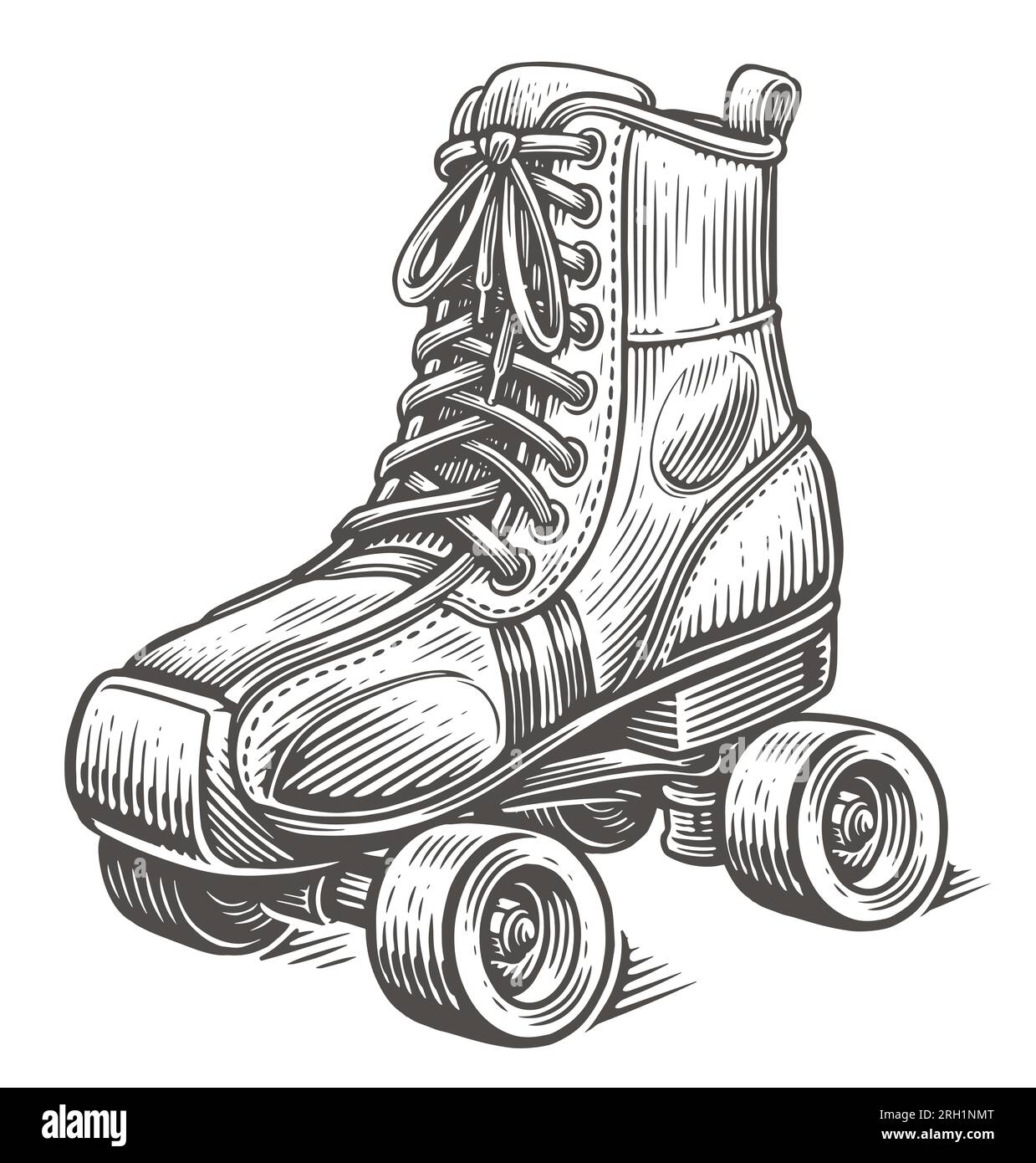 Retro roller skates. Rollerblading, skating concept. Sketch vintage vector illustration Stock Vector