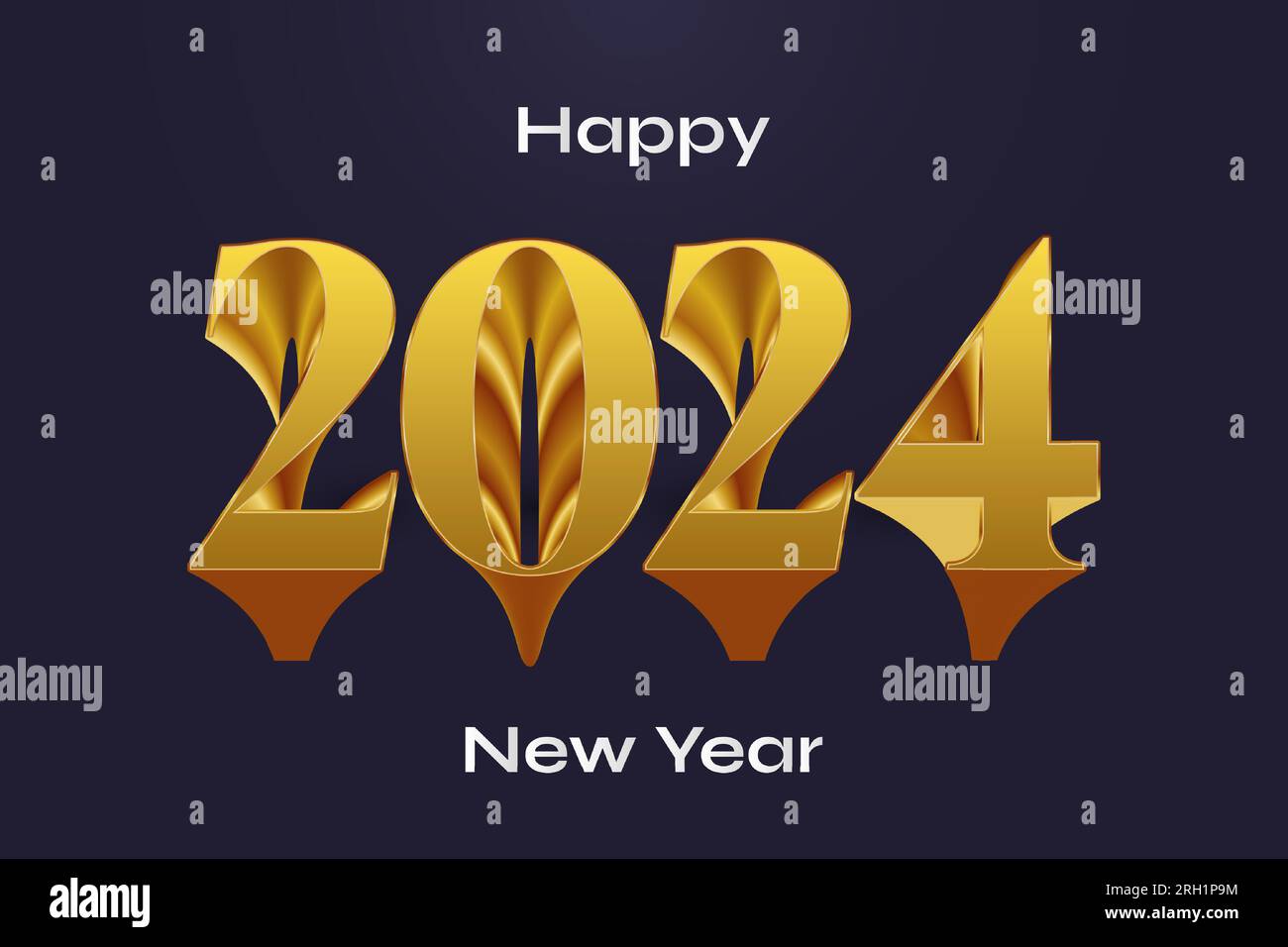 Elegant and Luxury New Year 2024 Banner or Poster Design with 3D Golden