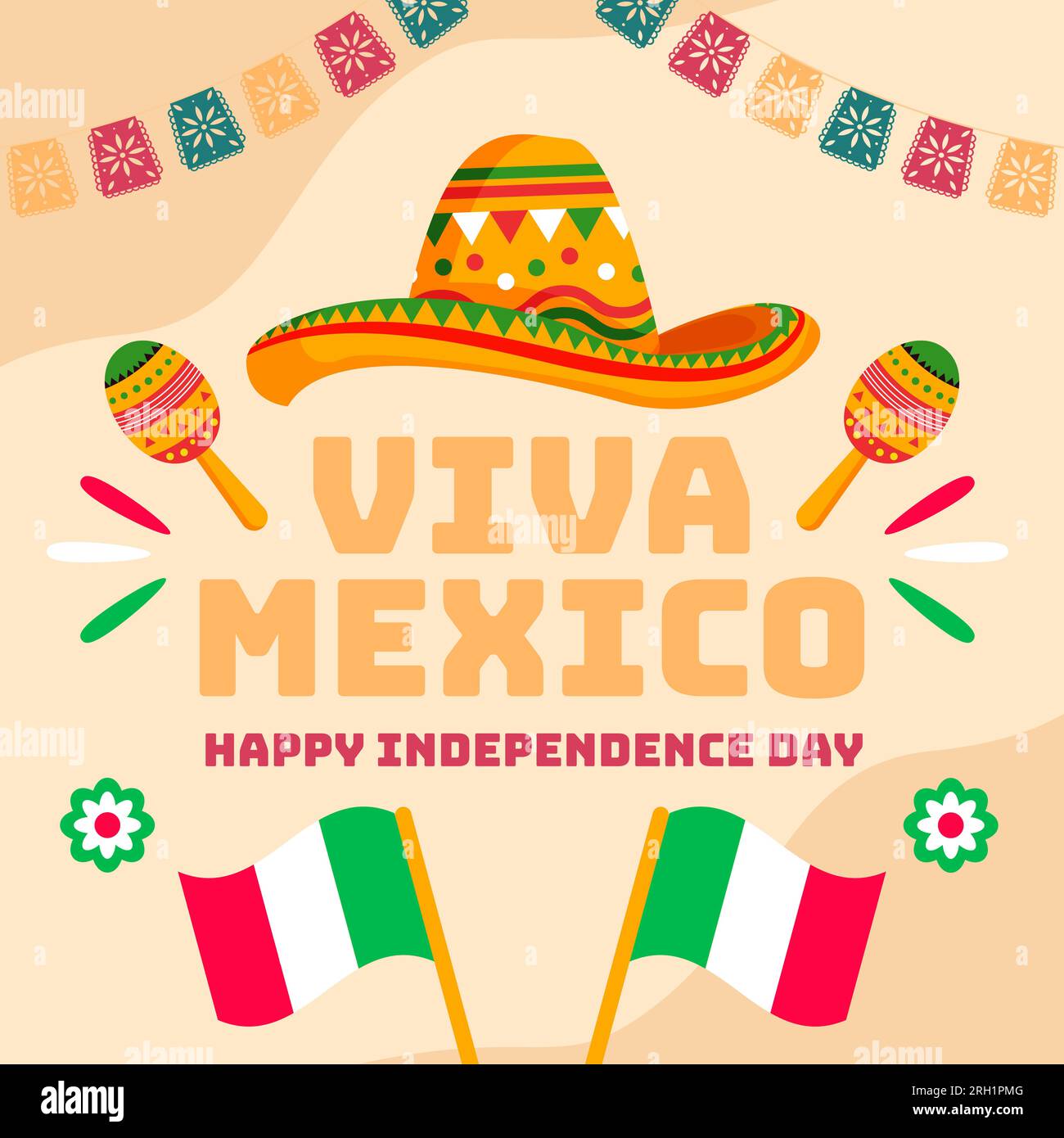 vector flat design independence Mexico Day, concept illustration Stock Vector