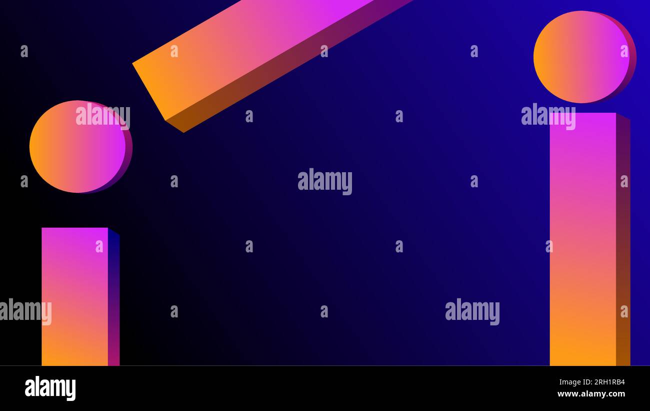 Abstract pink orange twilight gradient 3D geometric background. Stock Vector