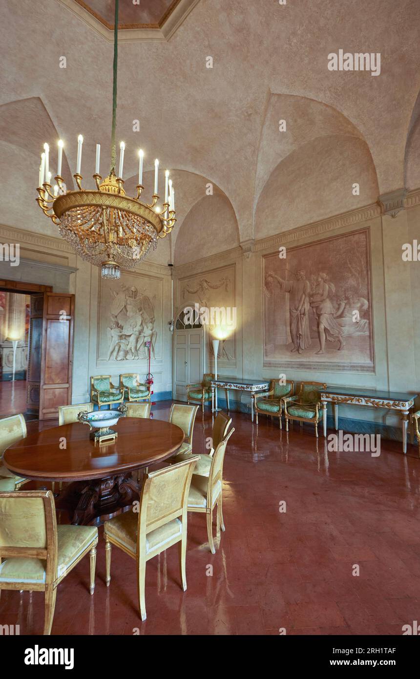 Impressive interior of Medici villa in Poggio a Caiano, Italy Stock Photo