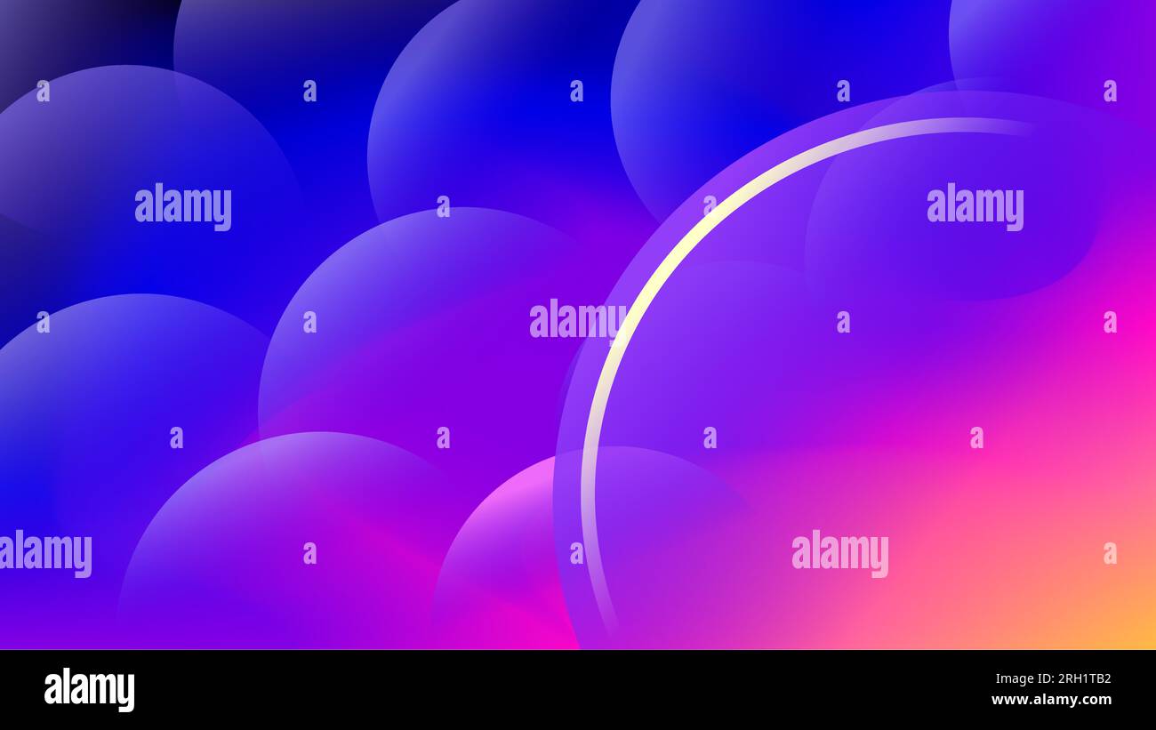 Fading bubble worlds with half submerged circle twilight background Stock Vector