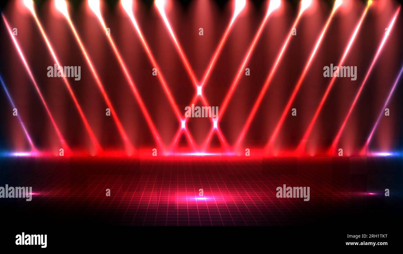 abstract futuristic background of red empty stage arena stadium ...