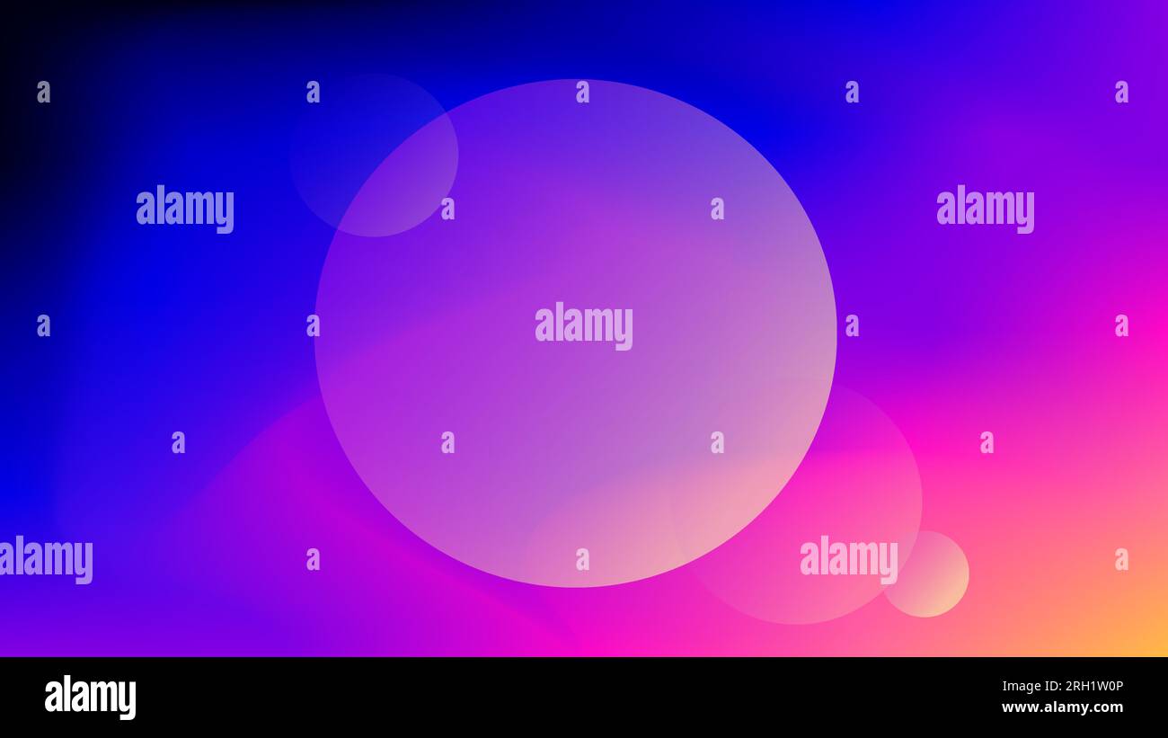 Refracted light glowing circle frames text placeholder gradient twilight background Stock Vector