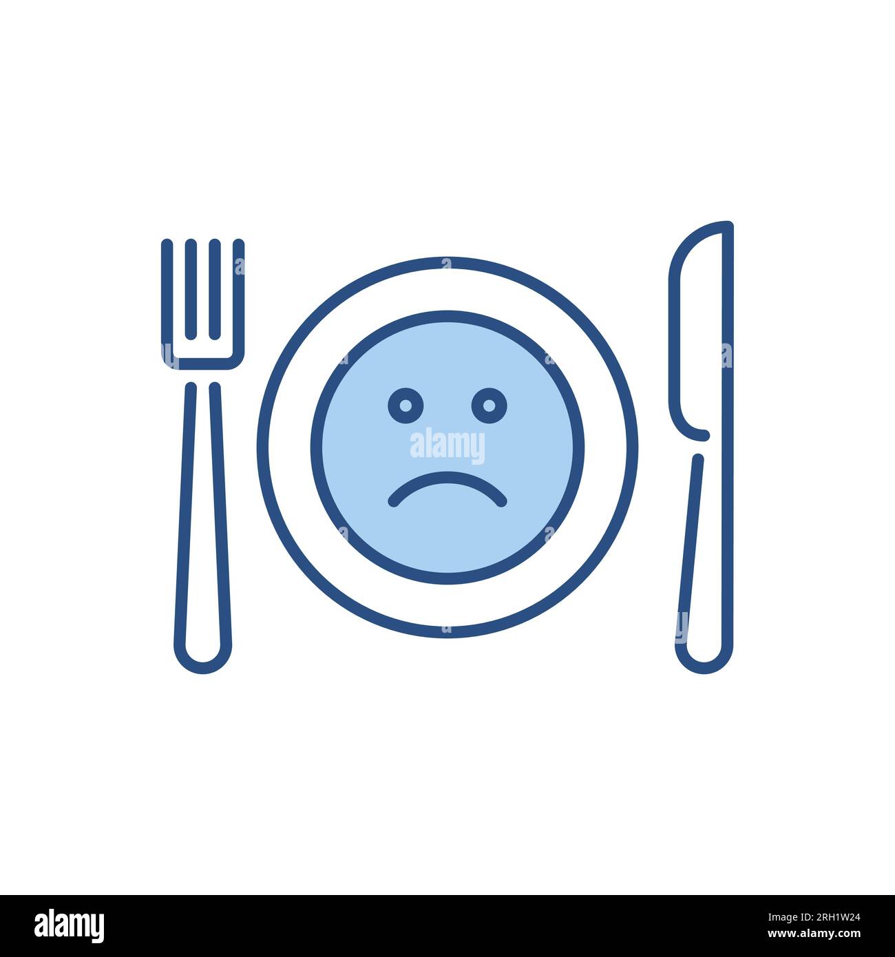 Loss of appetite related vector icon. Cutlery, knife, fork and plate