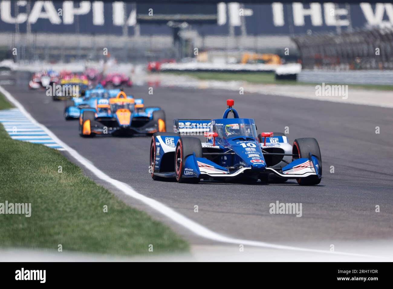 Indianapolis, United States. 12th Aug, 2023. Indy Car Chip Ganassi Racing driver Álex Palou (10) of Spain during the 2023 Gallagher Grand Prix at Indianapolis Motor Speedway in Indianapolis. (Photo by Jeremy Hogan/SOPA Images/Sipa USA) Credit: Sipa USA/Alamy Live News Stock Photo