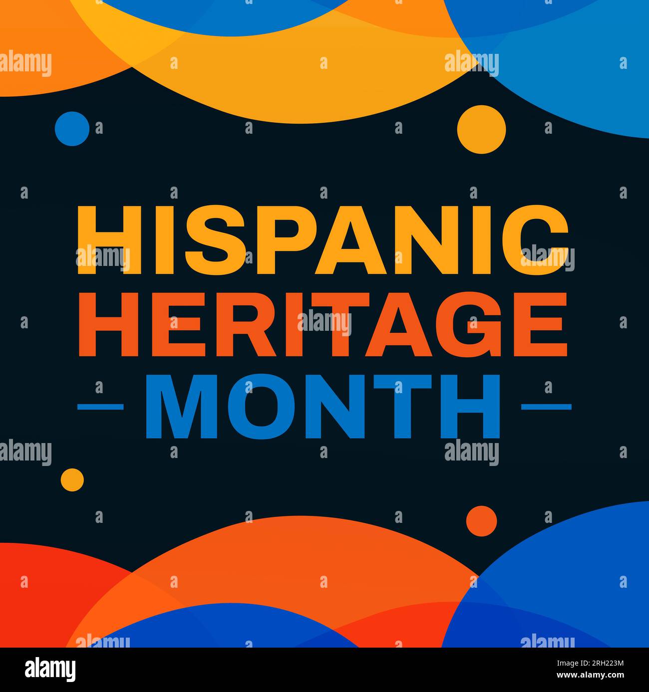 Hispanic Heritage Month colorful background design in colorful shapes and typography in the center. September is observed as hispanic heritage month, Stock Photo