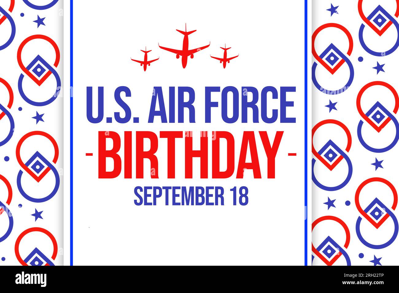 U.S. Air Force Birthday patriotic wallpaper design with planes, typography and shapes. September