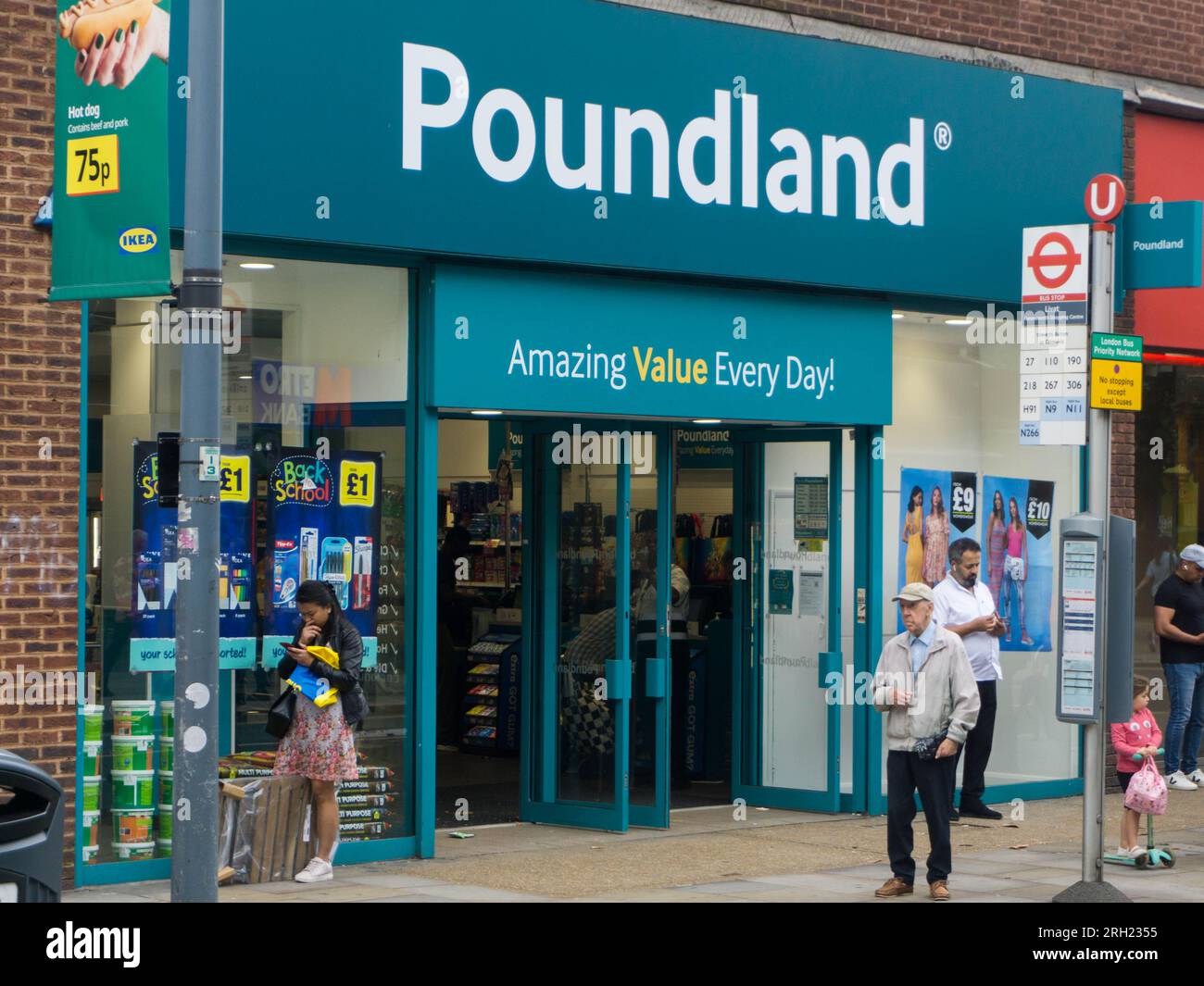 Front of the Poundland shop in Hammersmith, London, UK Stock Photo