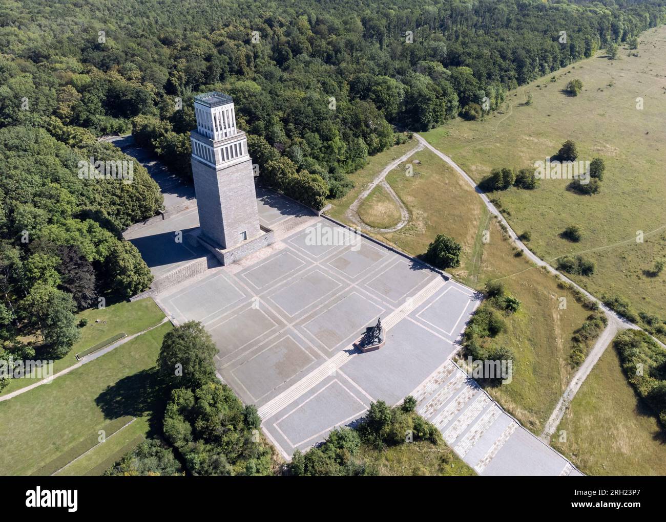 Drone recording of the former concentration camp in Buchenwald near Weimar 02 Stock Photo