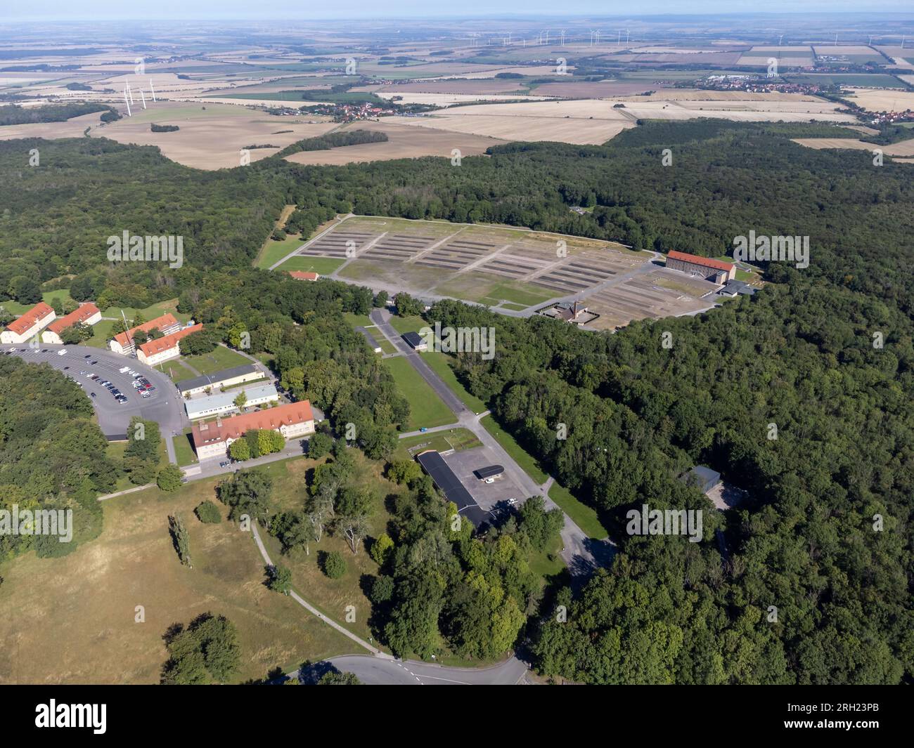Drone recording of the former concentration camp in Buchenwald near Weimar 01 Stock Photo