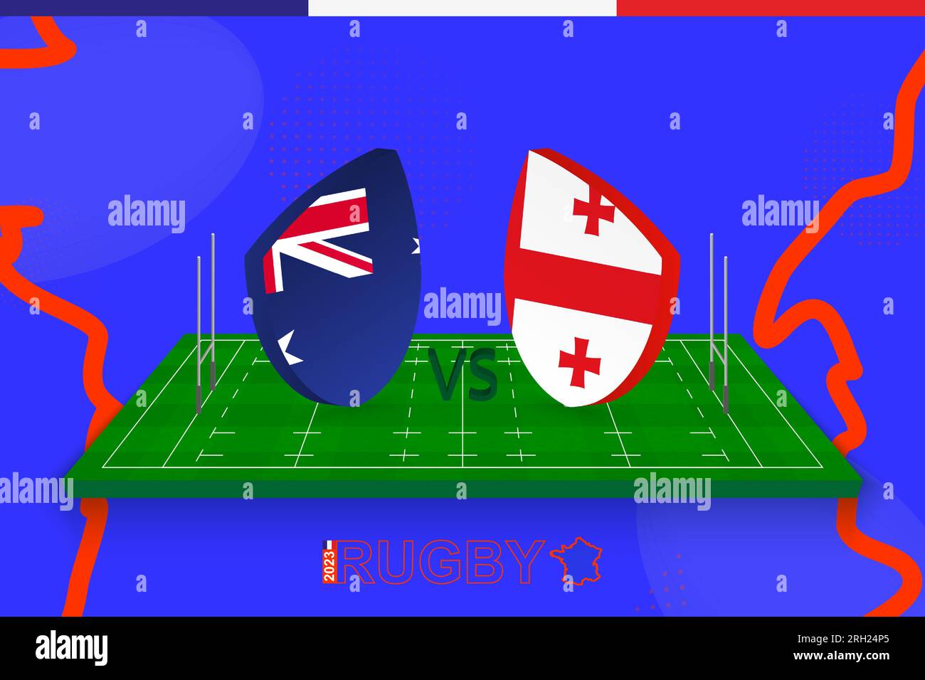 Rugby team Australia vs Georgia on rugby field. Rugby stadium on ...