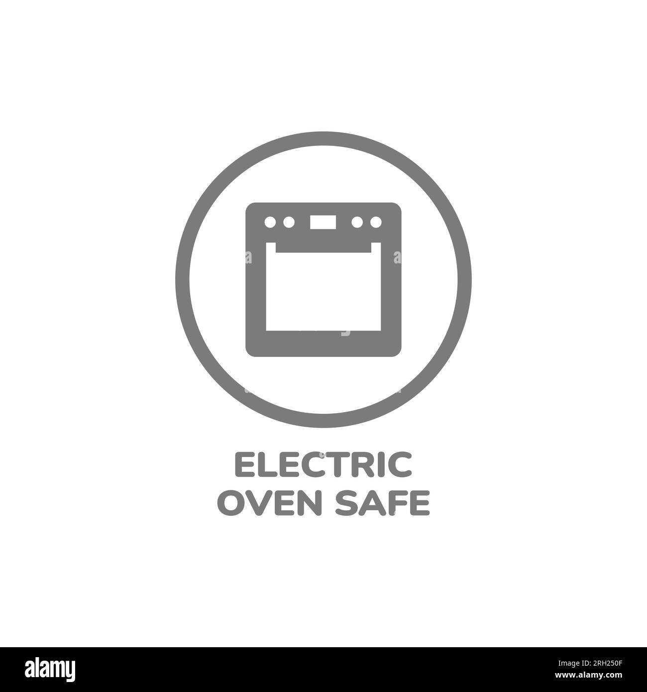 Electric oven safe circle vector label. Sticker for pots, pans and
