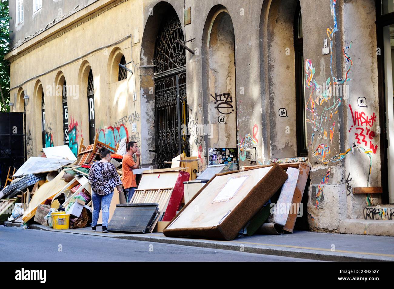 Budapest, Hungary. June 05, 2015. Bulky waste on a street in Budapest Stock Photo