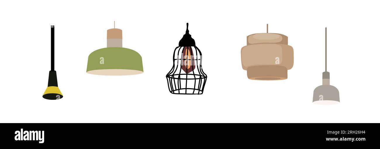 Ceiling lamps electric pendant light vector set Stock Vector Image