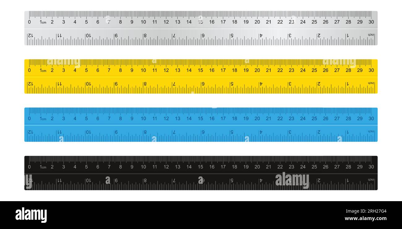 Vector illustration of a set of measuring rulers. Ruler set. Stock Vector