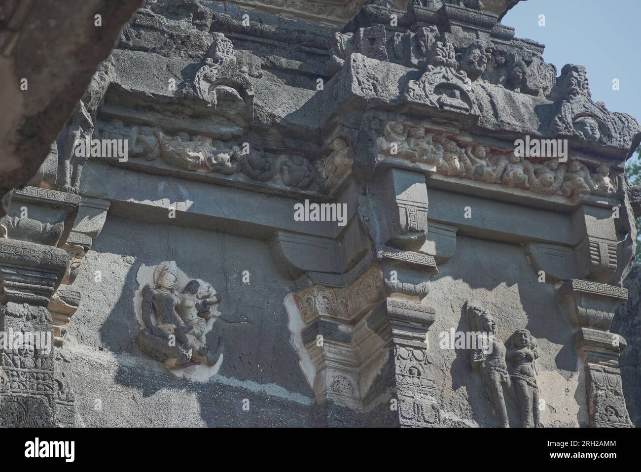 Details of the Ellora Caves are spectacular rock cut temple caves in India and are under the UNSECO World Heritage sites Stock Photo