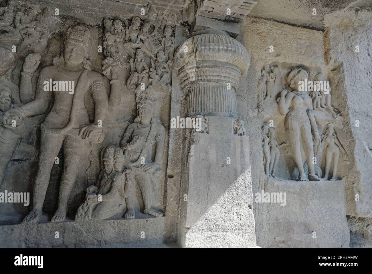 Details of the Ellora Caves are spectacular rock cut temple caves in India and are under the UNSECO World Heritage sites Stock Photo