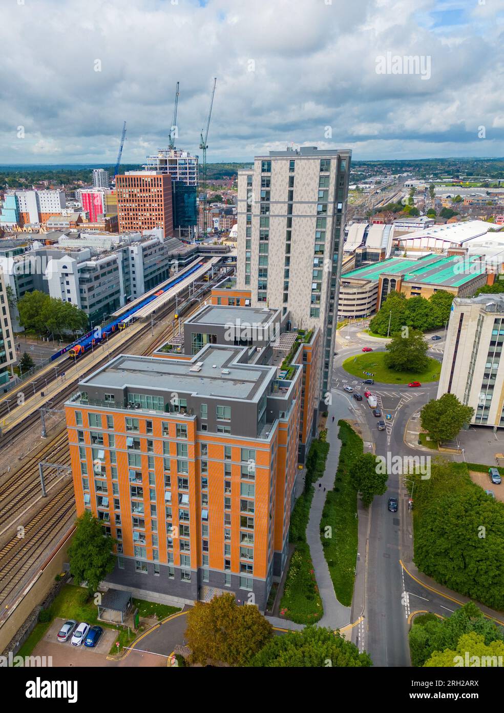 Aerial View of the Thames Quarter in Reading Stock Photo