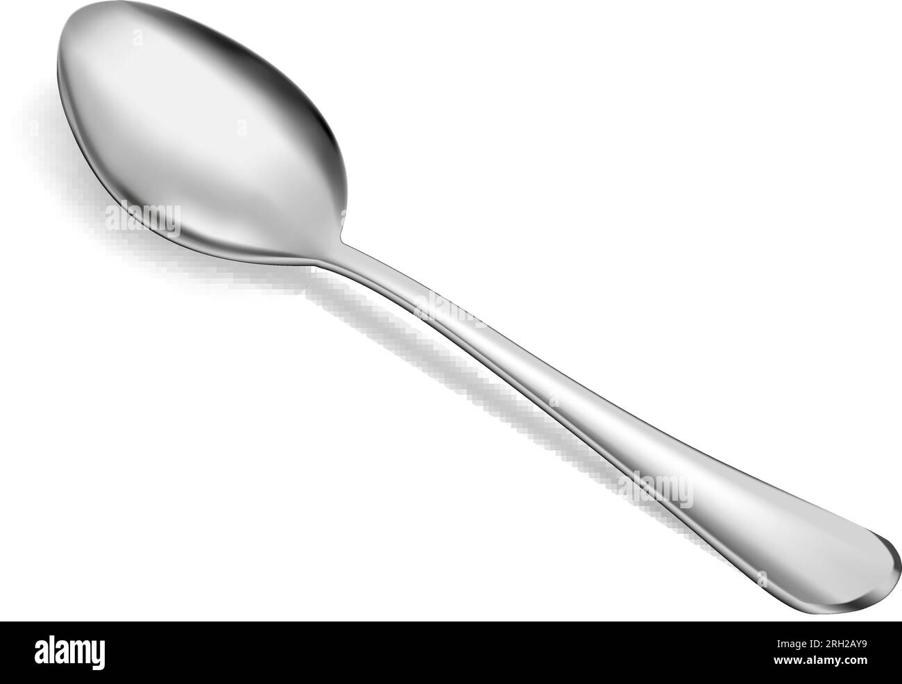 Realistic metal spoon icon isolated on white background. 3d realism. Vector teaspoon illustration isolated on white background. Stock Vector