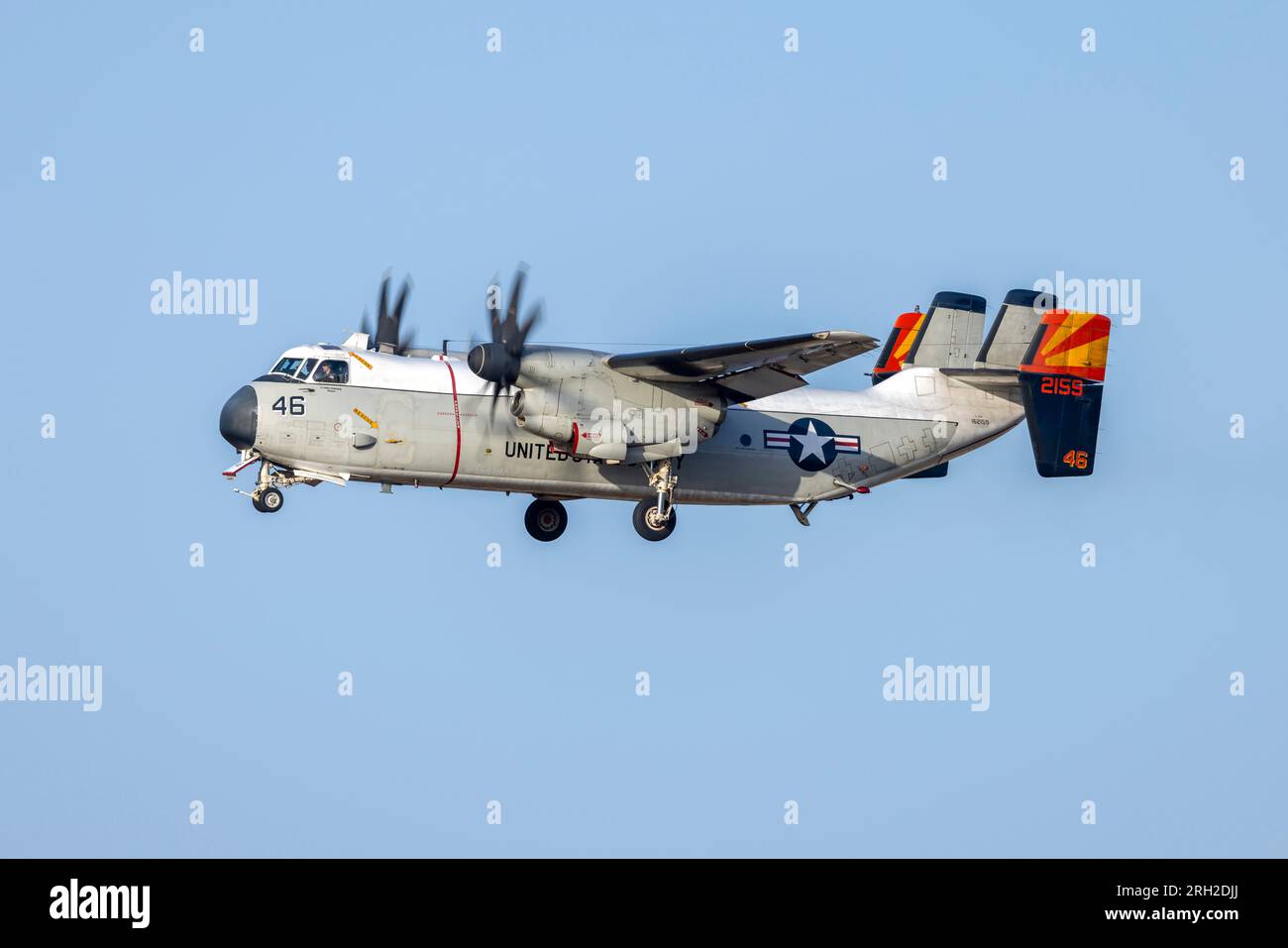 United States Navy Grumman C-2A Greyhound (G-123) (REG: 162159) arriving for the second time for the day in Malta. Stock Photo