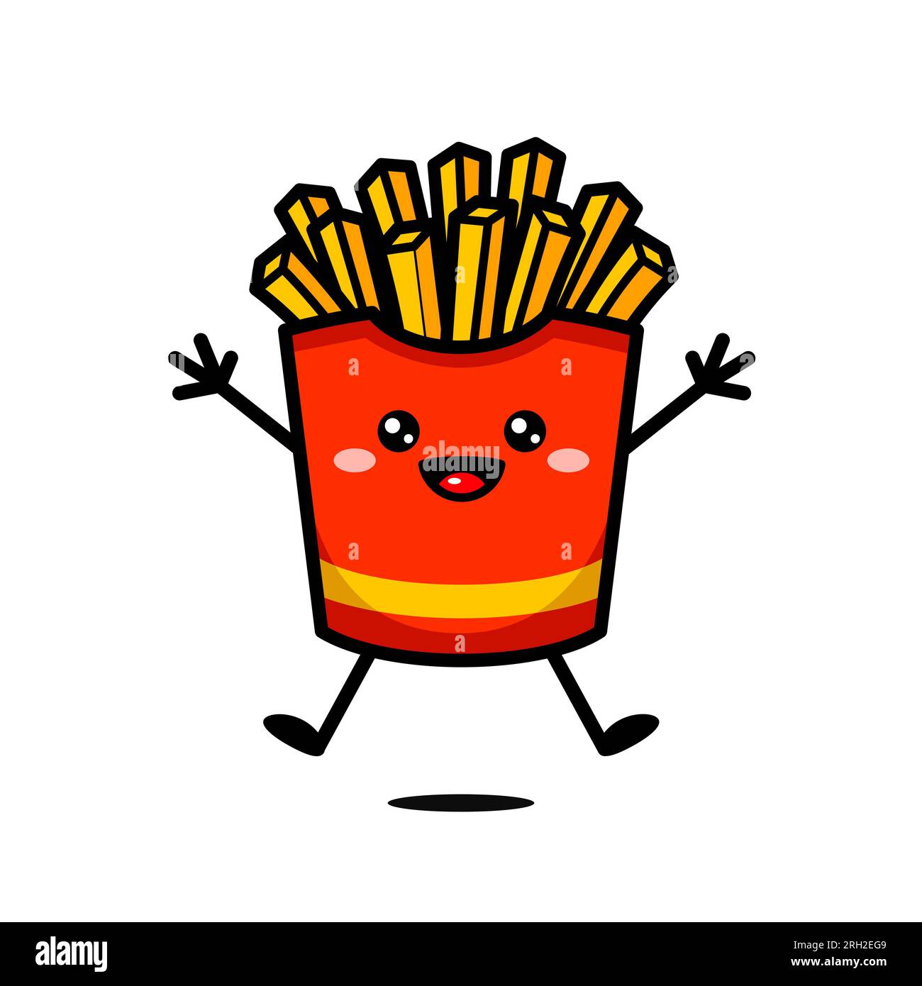 Cute Potato French Fries Box Cartoon Character Premium Vector Stock 